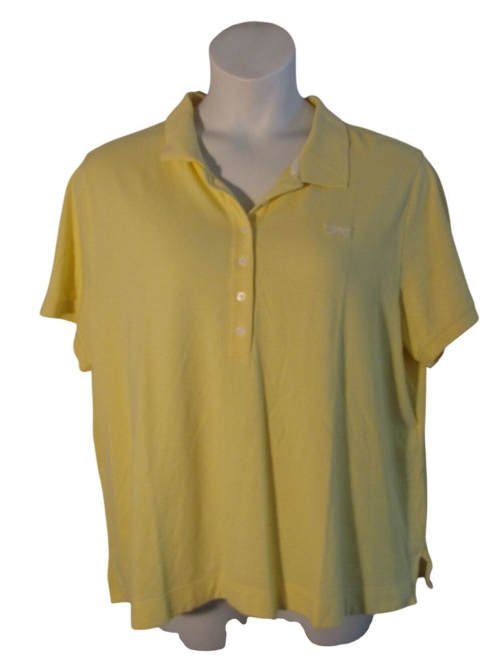 Talbots 3X Yellow Polo Shirt Embroidered Dragonfly